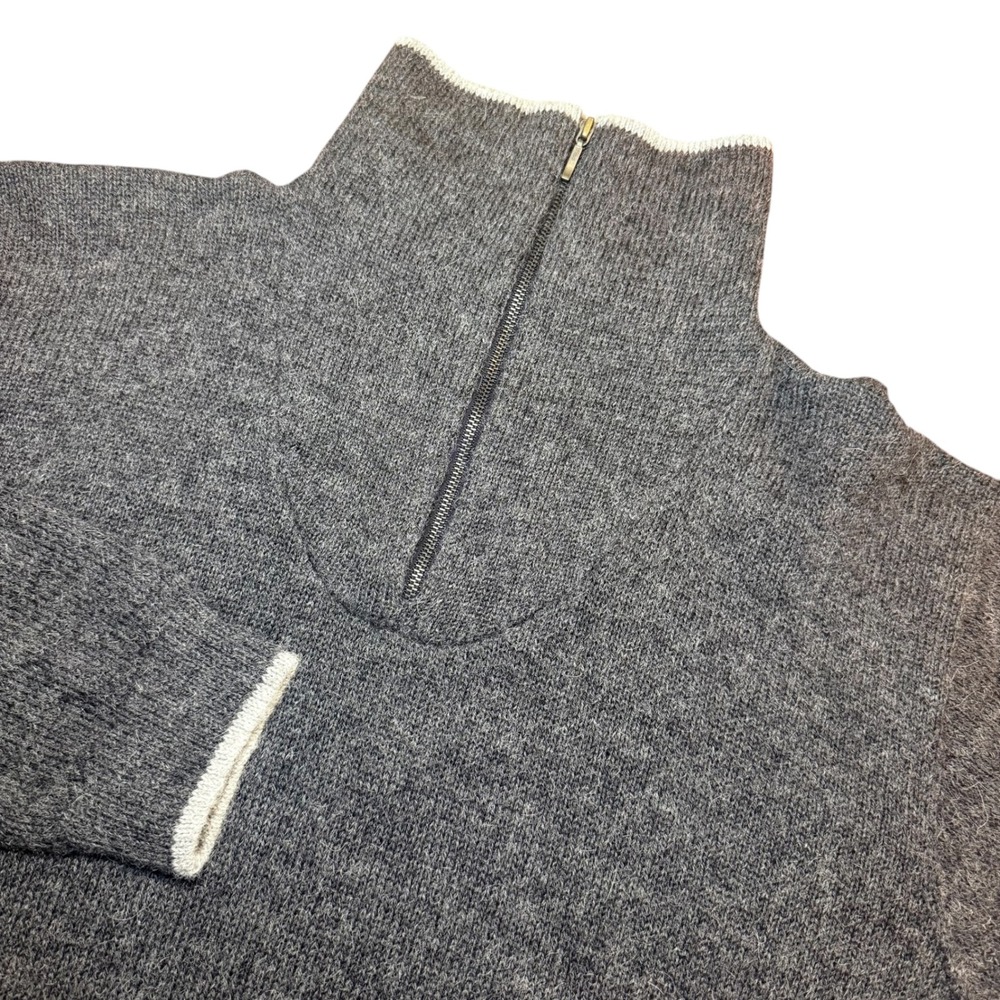 L.A.M. 100% Alpaca Quarter Zip Sweater Gray Mock Neck Bolivia Mens 40 M